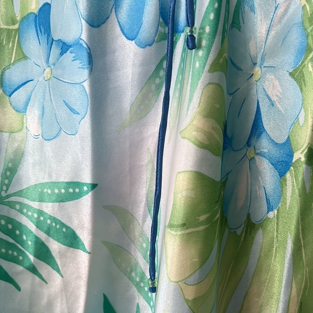 Vintage Oscar De La Renta blue floral mini babydoll Y2K dress slip L - Picture 4 of 6